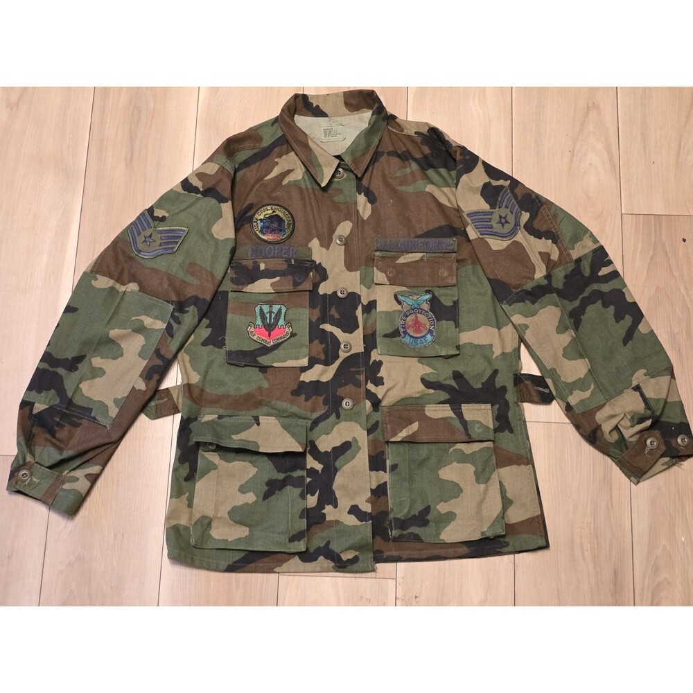 Vtg 1988 USAF Woodland BDU Jacket Mint - Fire Protection / Prime BEEF - Staff...